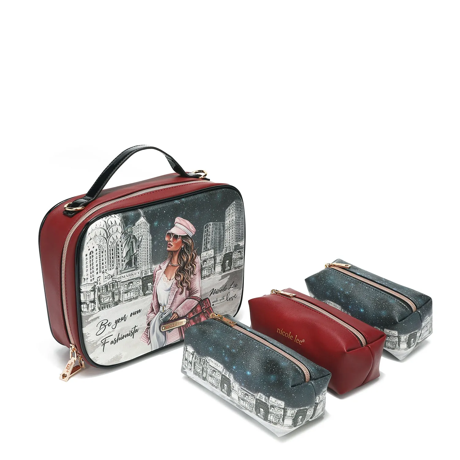 TRAVEL HANDBAG WITH POUCH SET